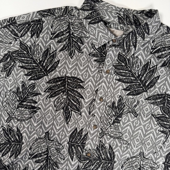Oak Hill Other - Oak Hill Button Down Shirt Mens 3XL Grey Black Tropical Leaf Cotton Big Tall